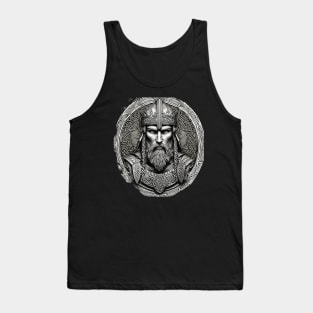 Noble Viking King Warrior with Ornate Celtic Knot Armor in black and grey Tank Top